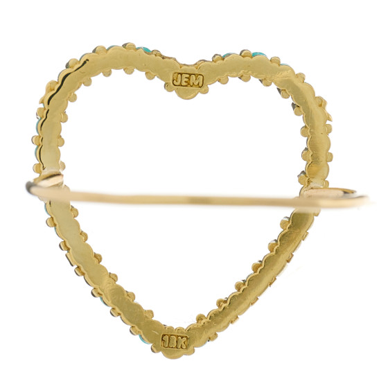 JENNIFER MEYER 18K Yellow Gold Turquoise Large Open Heart