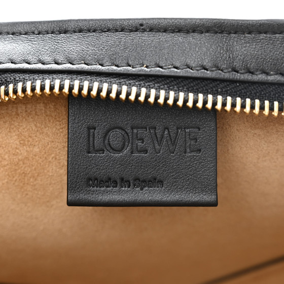 LOEWE Shiny Calfskin Mini Cropped Puzzle Fold Tote Black
