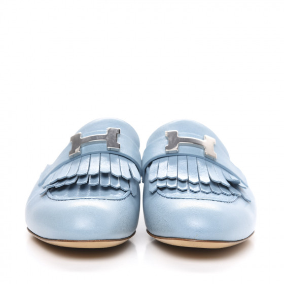 HERMES Goatskin Rivoli Mules 36.5 Bleu Ciel 596981