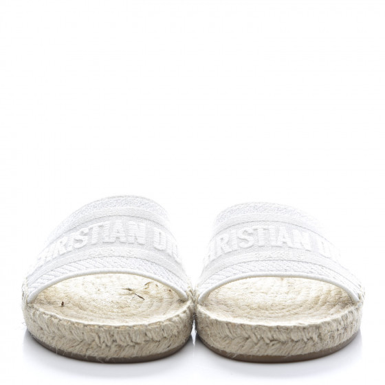 CHRISTIAN DIOR Canvas Embroidered Espadrille Flat Slide