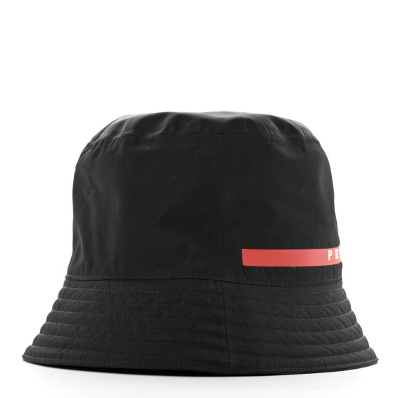 PRADA Technical Nylon Linea Rossa Bucket Hat M Black 1645417