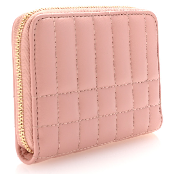 BURBERRY Lambskin Quilted Mini Lola Zip Wallet Dusty Pink