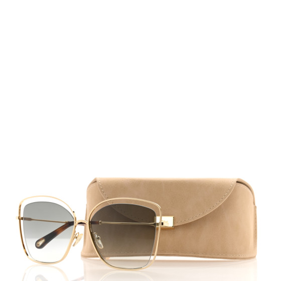 CHLOE Poppy Cutout Square Sunglasses CE133S Gold Brown