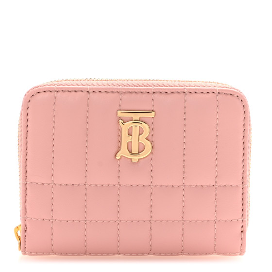 BURBERRY Lambskin Quilted Mini Lola Zip Wallet Dusty Pink