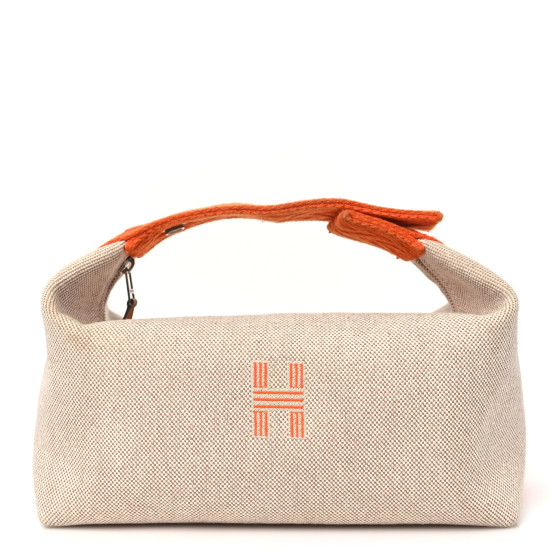 希少【HERMES】Small Bride-A-Brac Case Canvas & Beige Orange HERMES Canvas Small Bride-A-Brac Pouch Natural Orange