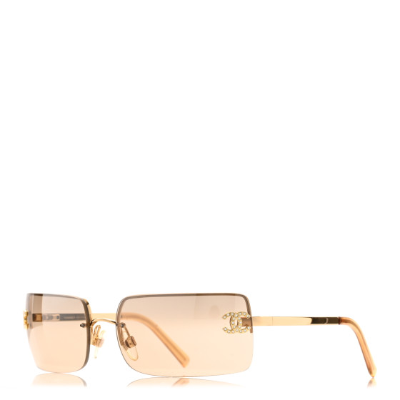 CHANEL Crystal CC Logo Sunglasses 4104-B Gold 1651983