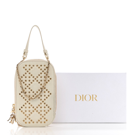 LADY DIOR PHONE HOLDER 星スタッズ CHRISTIAN DIOR Lambskin Star Studded Lady Dior Phone Holder