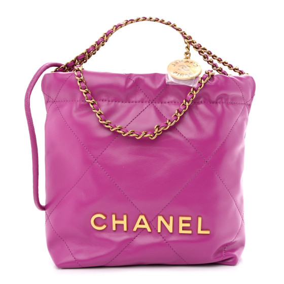 Chanel Shiny Calfskin Quilted Small Chanel 22 Pink