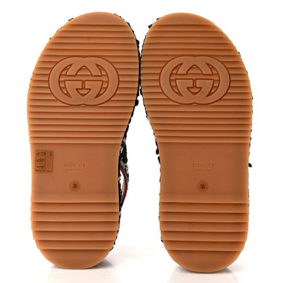 GUCCI Tweed GG Monogram Crystal Angelina Platform Slingback