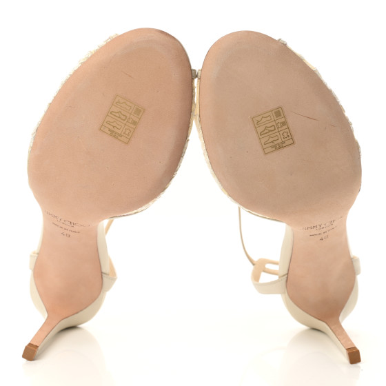 JIMMY CHOO Pearl Floral Lace Sacora 85 Sandals 40 Ivory