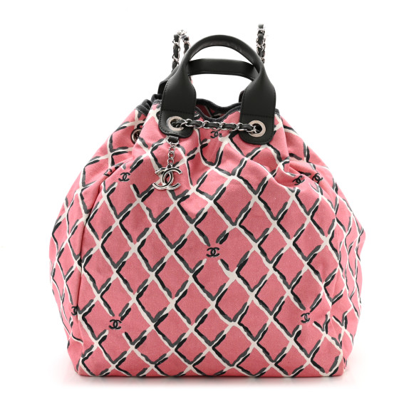 CHANEL Canvas Coco Beach Backpack Pink Grey 1603139