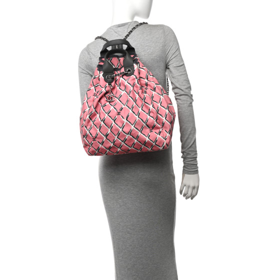 CHANEL Canvas Coco Beach Backpack Pink Grey 1603139
