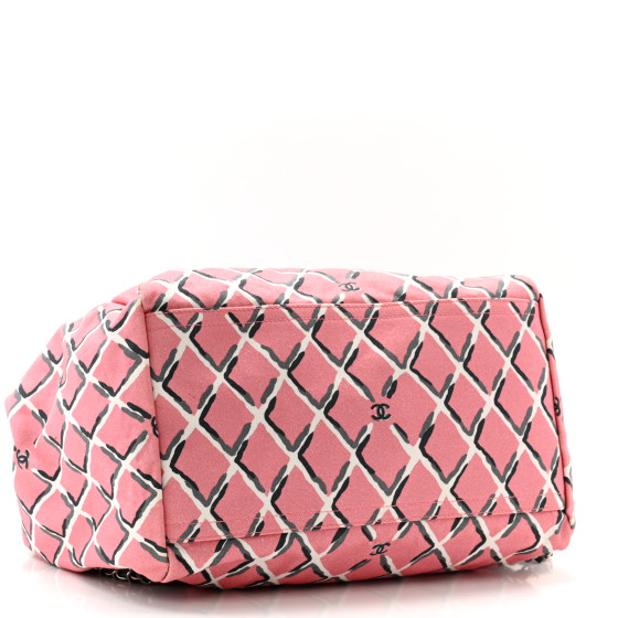 CHANEL Canvas Coco Beach Backpack Pink Grey 1603139