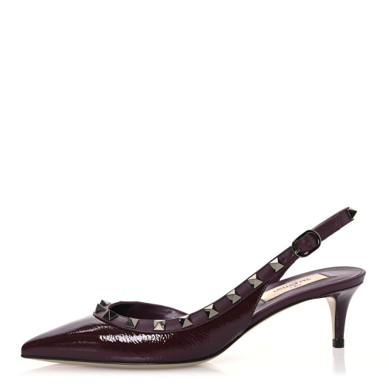 VALENTINO GARAVANI Wrinkled Patent Rockstud Half D'Orsay