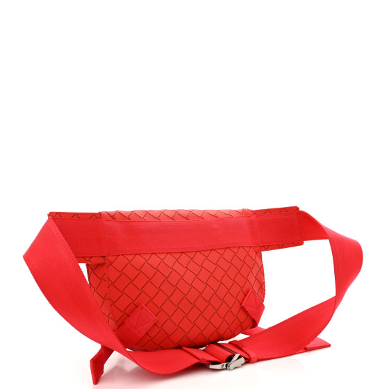 BOTTEGA VENETA Nappa Intrecciato Carved Panels Belt Bag Red