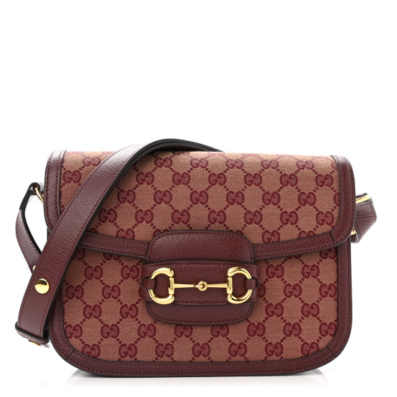 【GUCCI】1955 Horsebit Messenger Bag Sahara Rubino GUCCI Monogram Textured Dollar Calfskin Horsebit 1955