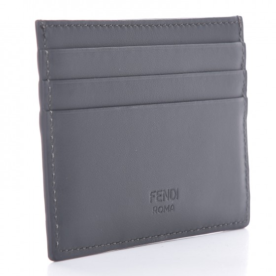 Fendi Monster Metal Eyes Leather Card Holder in Black for Men