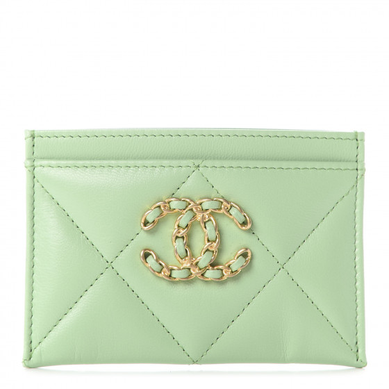 【人気/関税/送料込み】 Chanel 19 Card Holder Shiny Goatskin CHANEL Shiny Goatskin Quilted Chanel 19 Flap Card Holder