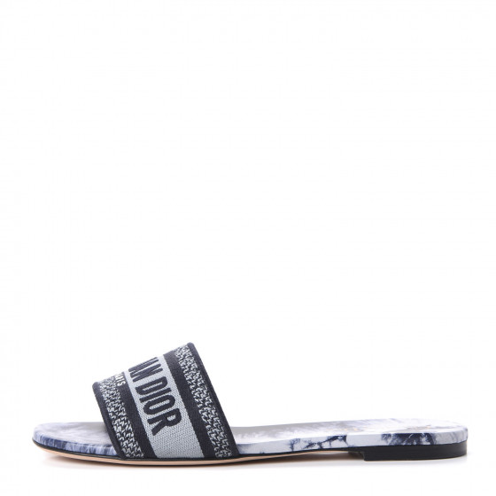 CHRISTIAN DIOR Canvas Tie and Dior Embroidered Dway Flat