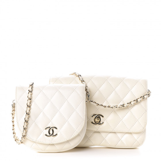 mia様　CABaNCD ホワイトs CHANEL Lambskin Quilted Side Packs White 614352 | FASHIONPHILE