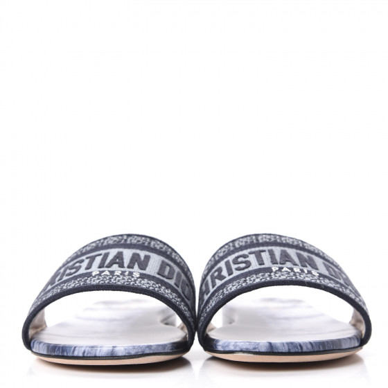 CHRISTIAN DIOR Canvas Tie and Dior Embroidered Dway Flat