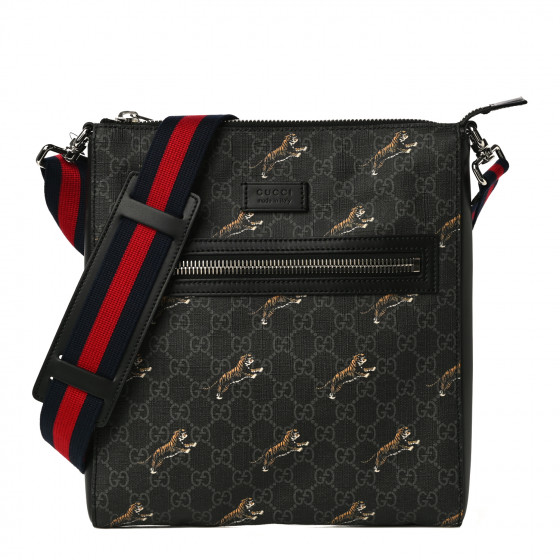 グッチメッセージバックGG Supreme Monogram Leather GUCCI GG Leather-Trimmed Monogrammed Supreme Coated-Canvas