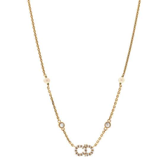 【Christian Dior】★COLLIER CLAIR D LUNE Clair D Lune Necklace Gold-Finish Metal and White Crystals