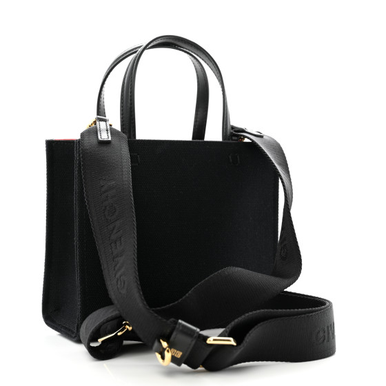 GIVENCHY ４Gモノグラム Mini G-TOTE キャンバス ショッパー*黒 GIVENCHY Mini 4G Canvas Tote Shopping Bag Black