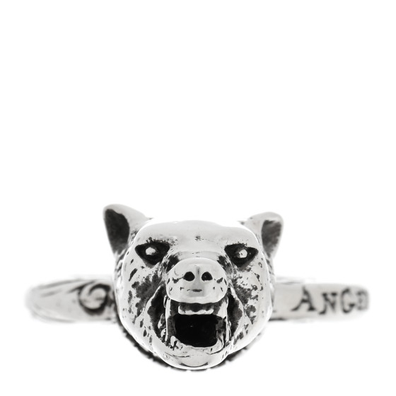 GUCCI Sterling Silver Anger Forest Wolf Head Ring 49 5
