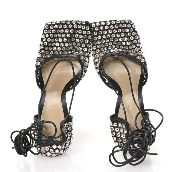 サンダル・ミュール BOTTEGA VENETA SPARKLE STRETCH CRYSTAL-EMBELLISHED SANDALS Bottega Veneta® Women's Sparkle Stretch Lace-Up Sandal in