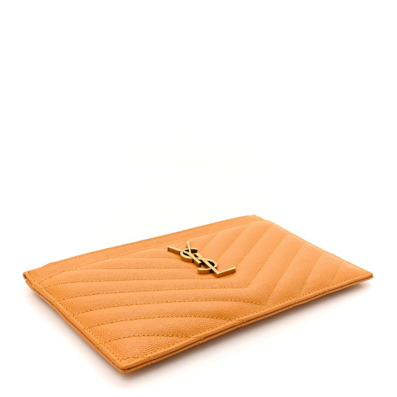 【関税＆送料込み】Saint Laurent Pcc(172Y)Mono Grain De Pou SAINT LAURENT Grain De Poudre Chevron Monogram Bill Pouch