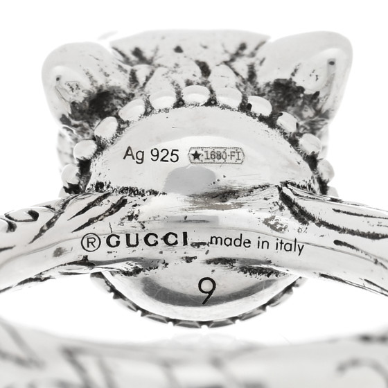 GUCCI Sterling Silver Anger Forest Wolf Head Ring 49 5