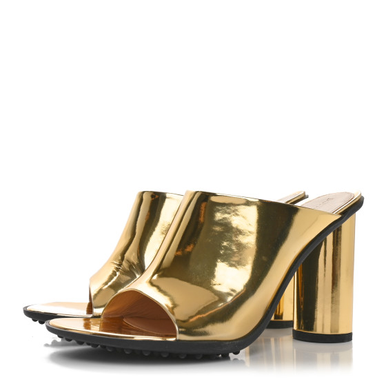 BOTTEGA VENETA Laminated Calfskin Atomic Mule 39 Gold