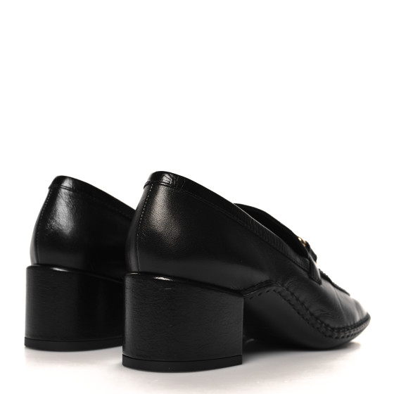 CHANEL Shiny Calfskin Metal CC Loafers 37 Black 1663156