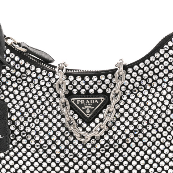PRADA Satin Crystal Re-Edition 2005 Shoulder Bag Cristal