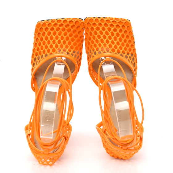 BOTTEGA VENETA Mesh Nappa Stretch Ankle Tie Sandals 38.5