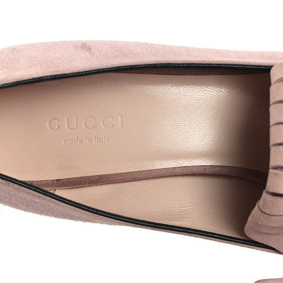 GUCCI ピンクページュ　パンプス　37 24cm GUCCI Kid Scamosciato GG Marmont Fringe 50mm Loafer Pumps 37