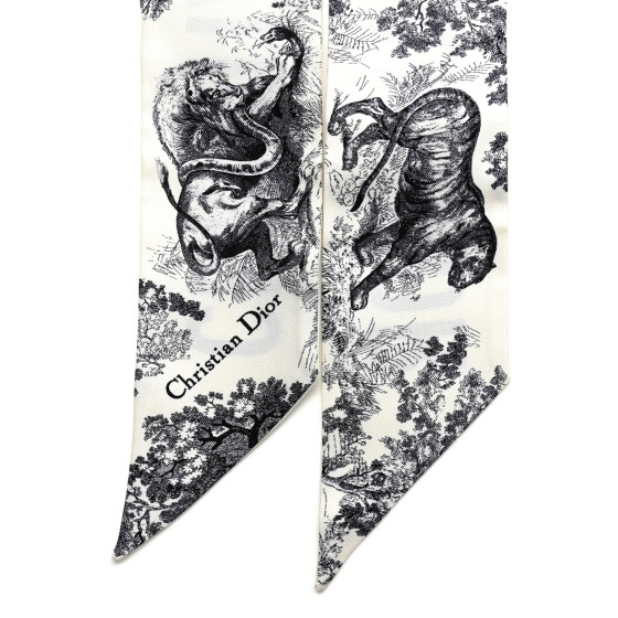 CHRISTIAN DIOR Silk Toile De Jouy Mitzah Scarf Navy Blue