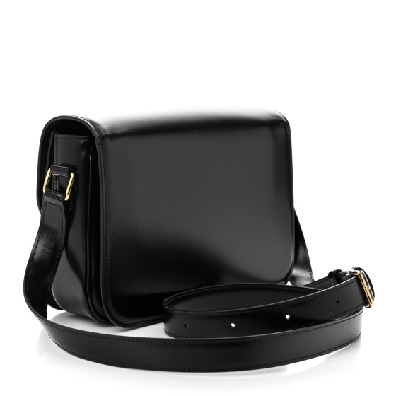 関税込★CELINE★Medium Triomphe Bag in Shiny Calfskin Black CLASSIQUE TRIOMPHE BAG IN shiny calfskin - BLACK | CELINE