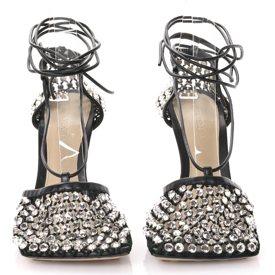 サンダル・ミュール Bottega Veneta crystal-embellished mesh and leather sandals BOTTEGA VENETA Mesh Nappa Crystal Embellished Sparkle