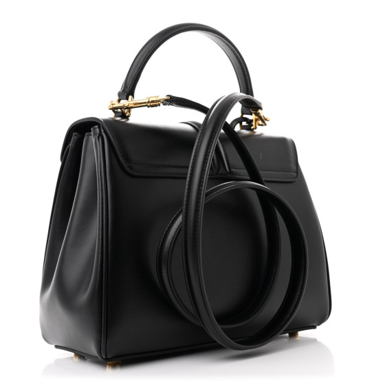 CELINE Satinated Calfskin Small 16 Top Handle Bag Black