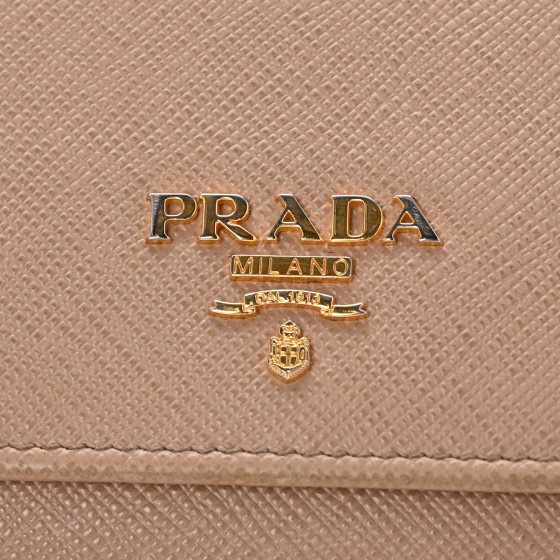 PRADA Saffiano Bi-Color Metal Continental Flap Travel Wallet