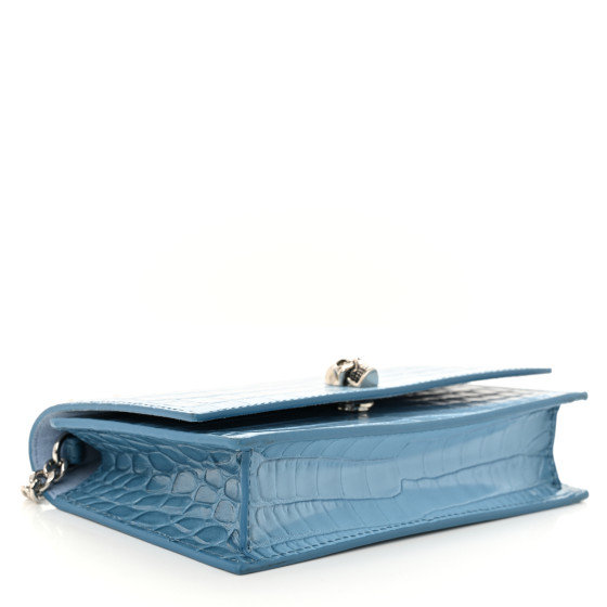 Alexander MCQUEEN スカル ミニ財布 ALEXANDER MCQUEEN Calfskin Crocodile Embossed Skull Mini