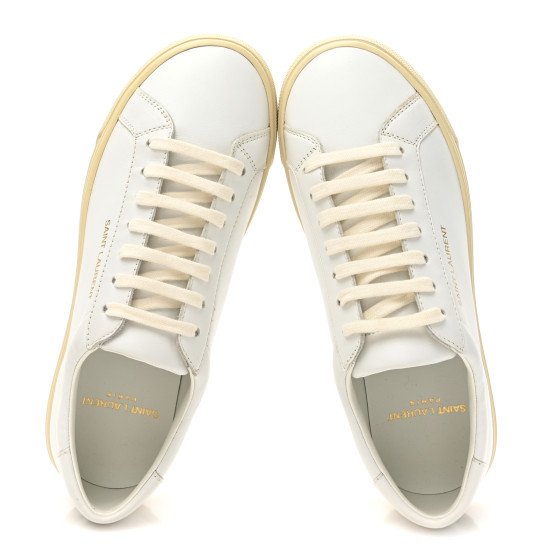 SAINT LAURENT Calfskin Andy Low Top Sneakers 35 Blanc