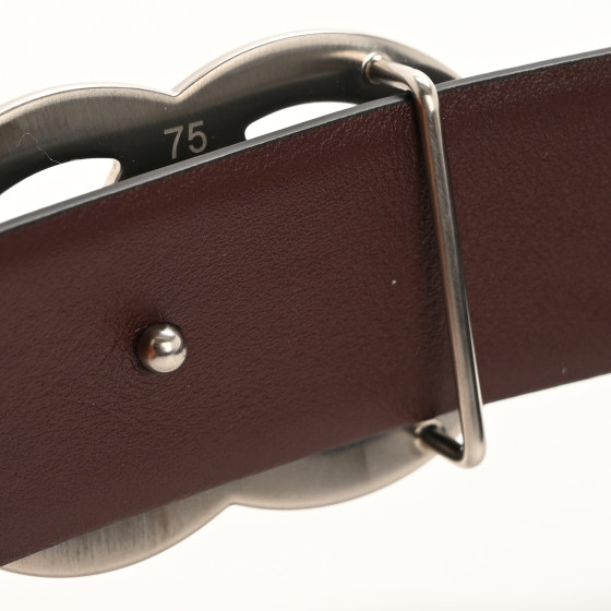 CHANEL Calfskin CC Reversible Belt 75 30 Black Burgundy