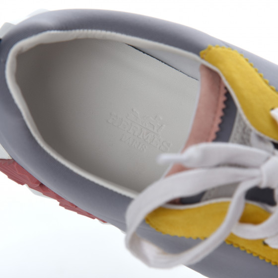 HERMES Technical Canvas Suede Goatskin Bouncing Sneakers