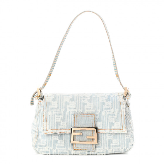 FENDI バッグ FENDI Denim Zucca Mini Mama Baguette Blue 791613 | FASHIONPHILE