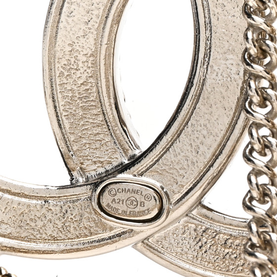 CHANEL Crystal Multi Strand Chain CC Brooch Silver Gold
