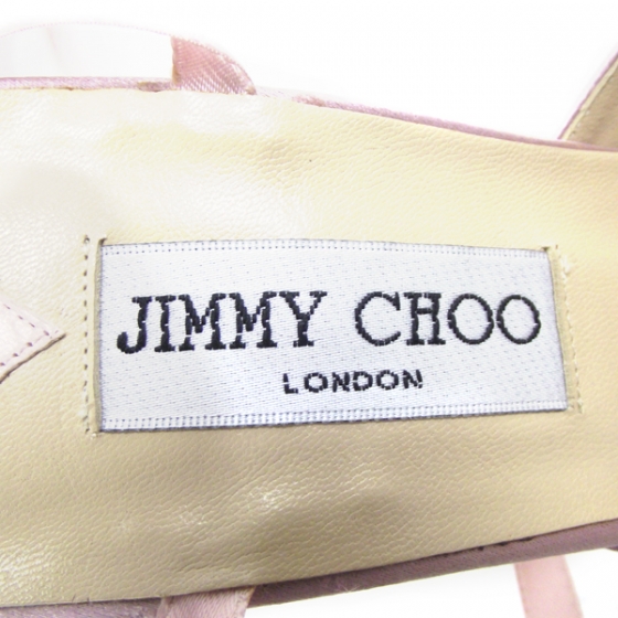 JIMMY CHOO Satin Feather Lace Up Heels 40 Pink 17568