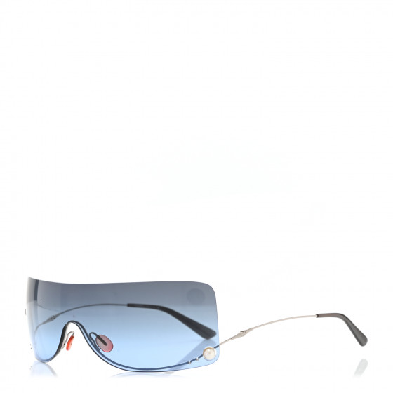 CHANEL Rimless Shield Pearl Sunglasses 4077 Gradient Blue 1067056